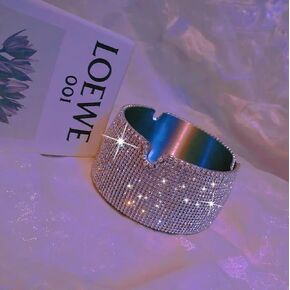 Silver Ashtray Glitter Ashtray Sparkle Ashtray Diamond Bling Ashtray Rhinestone Ashtray for Home Office Indoor Outdoor Patio Use