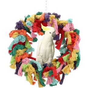 Hypeety Pet Toy Cotton Ring for Parrot Exercise, Chew, Snuggle Bird Toys, 30 cm / 11.8 in Diameter