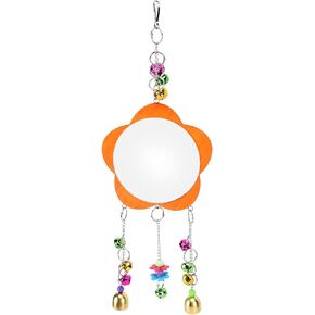 GLOGLOW Chicken Mirror Toys, Pet Chicken Toy Mirror Broken Resistant Rooster Toy Mirror with Chain of Colored Bells for Chicks Hens Parrot Bird