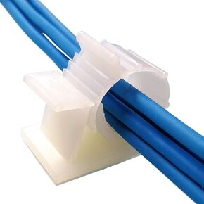 30 Pack Adjustable Cable Clips, 3M-Adhesive Nylon Cable Clamps Wire Clips, Desk Wall Cord for Wire and Cable Management