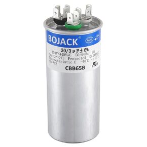 BOJACK 30+3 uF ±6% 30/3 MFD 370/440 VAC CBB65B Dual Run Start Round Capacitor for Condenser Straight Cool or Heat Pump Air Conditioner or AC Motor and Fan Starting