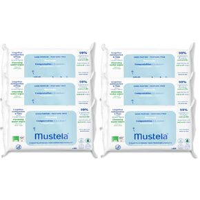 Mustela Baby Home Compostable Cleansing Wipes - Fragrance Free - Natural Avocado - For Face, Body & Diaper Area - 99% ingredients of natural origin & plant-based fibers - For all skin types - 60 ct.