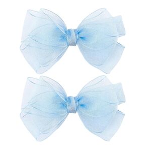 5.5-Inch Organza Double Hair Bows Alligator Clips Hair Accessories for Girls Toddler Kids Children Teens -Green