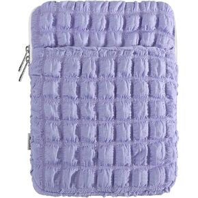 Dadanism 9-11'' Tablet Sleeve Bag for iPad 10th Gen 10.9" iPad Air 5/4, iPad 9/8/7th 10.2, iPad Air 11" iPad Pro, Bubble Checkered Cloud Carrying Case with Pocket for Galaxy Tab A8/S9 FE/A9+, Purple