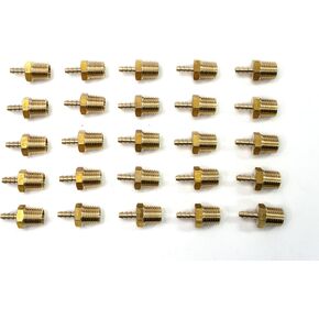 LTWFITTING Brass Fitting Coupler 1/8-Inch Hose Barb x 1/4-Inch Male NPT Fuel Gas Water(Pack of 25)