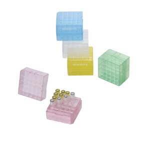 CryoKING 2 in 100-Well Polypropylene Freezer Boxes for Efficient Sample Storage and Retrieval, Assorted Colors Freezer Lab Box, Case of 20