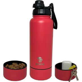PANA Dog Water Bottle - 32 oz Stainless Steel Leak-Proof Dispenser with Bowl - Ideal for Travel, Walking, Hiking, and Outdoor Adventures(Sage Green)