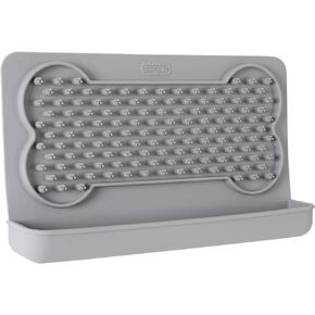 Dexas Snack & Distract Licking Mat with Catch Tray for Dogs and Cats-5"x 9", Pro Blue. Sticks to Most Slick or Smooth Surfaces. Eases Anxiety, Prevents Boredom, Entertains and Distracts.