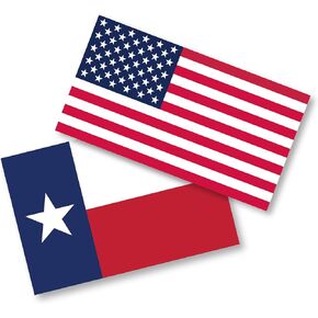 USA American and Texas Flag TX Lone Star Vinyl Decal Bumper Sticker for Cups, Tumblers, Cars, Vehicles, Laptop, Windows, Trucks, and Coolers 5" x 3.3"