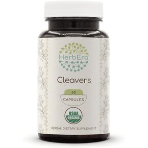 Cleavers 60 Capsules, 400 mg, USDA Organic Cleavers (Galium aparine) Dried herb (60 Capsules)