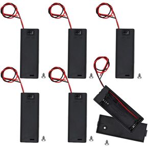 Single AA Battery Holder with Switch and Cover，6PCS 1.5V AA Battery Holder with Leads Wires Battery Spring Clip Storage Box