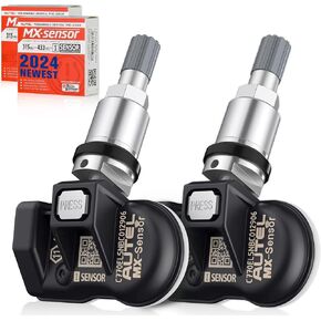 Autel TPMS Sensor, MX-Sensor 315MHz + 433MHz 2in1 Tire Replacement 1-Sensor for All Cars, OEM Sensor Replace 100% Cloneable, Pressure Monitor System Sensor (Press-in, Metal Stem, Pack of 2)