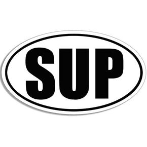 White Oval SUP Sticker (Stand up Paddleboarding Water Vinyl Decal for car Truck or Board (3 x 5 inch)