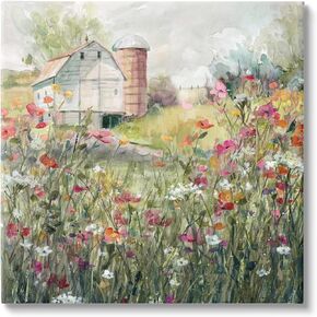 Stupell Industries Vibrant Flower Blossoms Surrounding Rural Barn Nature Canvas Wall Art, Design By Carol Robinson