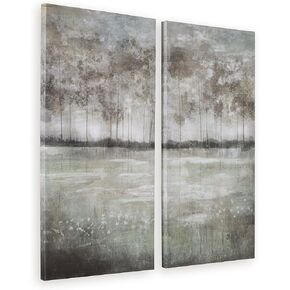 Signature Design by Ashley False Casual 40 Inch Hand-Painted Embellishment Wrapped Canvas Wall Art Set, Set of 2, Multicolor