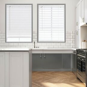 DEZ FURNISHINGS 2" Cordless Flat Slat Venetian Blind, 68"W x 64"H, White