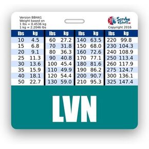 LVN Badge Buddy Horizontal w/Height & Weight Conversion Charts (Black)