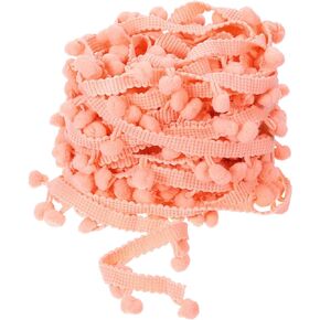 uxcell 20 Yards Pom Pom Ball Fringe Trim, Ribbon Sewing Accessory DIY Crafts for Home Curtain Clothes Pillow Decoration (8mm, Coral Pink)
