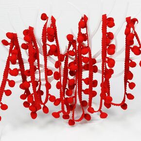 18 Yards Pompom Size 12mm/0.47 inch（Red） Small Round Ball Fringe Trim DIY Craft Sewing Accessory for Home Curtain Clothes Pillow Decoration(Red -18Yards)