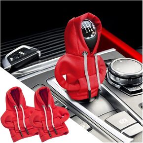 AUCELI Car Gear Shift Cover, Funny Fashionable Mini Cute Hoodie Sweater Shirt Winter Warm Automotive Gear Shift Knob Protector, Universal Vehicle Decor Accessories