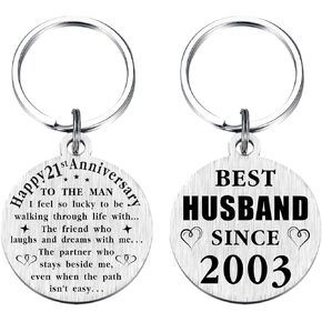 TANWIH 21st Wedding Anniversary Keychain Gifts, 21 Year Anniversary Decoration