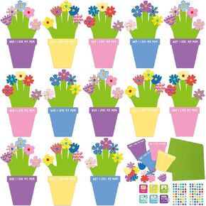 16 Sets DIY Mother's Day Crafts for Kids Gifts Doodle and Plant Flower Growing Kit Sticker Art Project Frames Flower Accessories for Mother's Day Gift Home School Classroom Activities