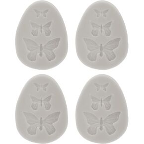 PATIKIL 4PCS Polymer Clay Mold, Clay Mold Fondant Mold 3 Butterfly Mold Silicone Rose for Crafts Air Dry DIY Cake Chocolate Candy Sugar Baking, Grey