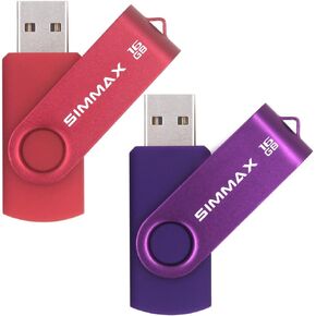 محركات أقراص فلاش USB 2 حزمة ذاكرة 64 جيجابايت تصميم دوار USB 2.0 محرك فلاش الإبهام محرك أقراص مضغوطة (64 جيجابايت أحمر أرجواني)