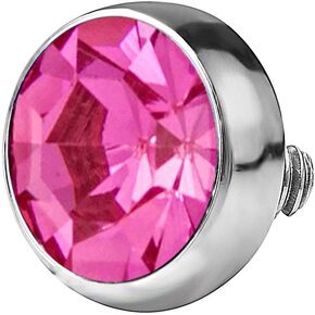 Forbidden Body Jewelry 14g 316L Internally Threaded Ultra Thin Flat Disc Pink 4.4 mm Gem Top for Dermal Piercing