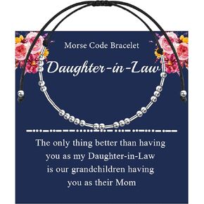 BEKECH Daughter in Law Gift from Parents in Law Daughter in Law Morse Code Bracelet Hidden Message DIL Wedding Day Jewelry