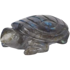 GEMHUB 400Ct.(approximate) Hand Carved Genuine Labradorite Gemstone Carving Turtle Statue DE-262