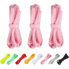 3 Pairs Oval Shoelaces for Sneakers, Colorful Half Round Shoe laces in 4 Length, Durable Shoe strings Replacement