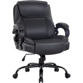 Big and Tall Office Chair 400lbs Wide Seat Ergonomic Desk Chair with Lumbar Support Arms High Back PU Leather Executive Task Computer Chair for Back Pain