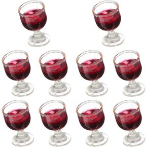 NUOBESTY 10Pcs 1: 12 Wine Glasses Dollhouse Cocktail Glasses Mini Red Wine Drink Cups for Dollhouse Decors Kitchen Accessories