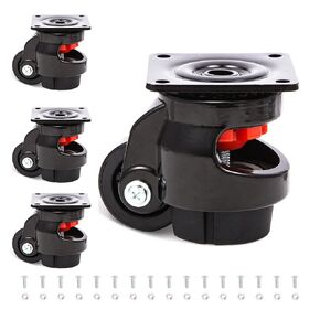 Nefish 4 Pack Leveling Casters Heavy Duty for Workbench 2200 LBS Capacity, Upgraded Handle Design Retractable Caster Wheels Set of 4, 360 Degree Swivel Castors for Machine, Equipment, Shelves