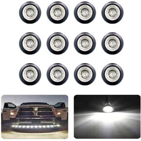 12 PCS 3/4 Inch Round LED Clearance Light Side Marker Taillight Brake Stop Lamp for Truck Car Bus Trailer 12V (Red)