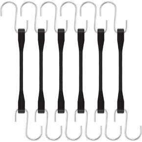 Rubber Cords with Hooks 6 Inch,Rubber Bungee Cords Heavy Duty Outdoor Rubber Tie Down Straps with S Hooks for Truck,Van,Motorcycle,Cargo,Tarps, Canvases and More (6 Pack)