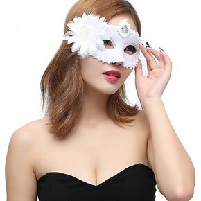 قناع تنكر البندقية للنساء من ديلادولا، أقنعة الدانتيل الأبيض، حفلة الزهور، حفلة موسيقية، زي ماردي غرا in Kuwait