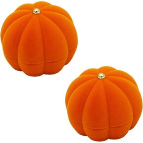 ZHU YU CHUN 2 قطعة صندوق خاتم على شكل يقطين قطيفة لطيف صندوق مجوهرات أقراط برتقالية صندوق خاتم، اقتراح، زفاف، خريف، عيد ميلاد، ديكورات الهالوين (يقطين برتقالي) in Kuwait