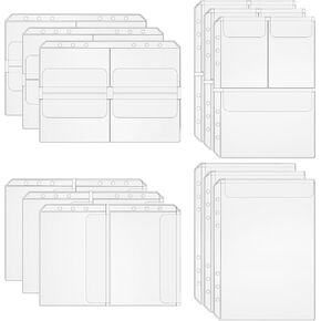 Bremorou 12 Pcs A5 Binder Pockets A5 Size 6 Holes Binder Pockets A5 Binder Sleeves A5 Binder Inserts A5 Cash Envelopes Photocard Binder Sleeves Mini Binder Pockets for Binder Protect Store Your Cash