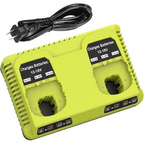 Bakipante 2Ports 18V Battery Charger P117 P118 Replacement for Ryobi 18Volt ONE+ Batteries Dual Port Charger Compatible with Ryobi 12V-18V Li-ion & NiCad NiMh Battery P100 P102 P103 P105 P107 P108