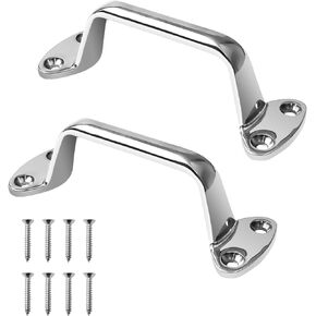 6" Boat Grab Handle Solid 316 Stainless Steel Hardware, Heavy Duty Grab Bar Handrail with W/Screws, 150mm Marine Door Grab Bar Pull for Ship Kayak Yacht