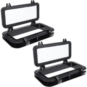 NovelBee 2pcs Boat Yacht Rectangle Opening Portlight Porthole,15-3/4" x 7-7/8" Hatch Porthole Replacement Window Port Hole for Marine Boat Yacht RV (Black)