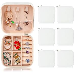 Ponpon 3Pcs Portable Jewelry Travel Organizer, Small Travel Jewelry Case For Women, Pu Leather Travel Jewelry Box For Necklace Rings Earrings Bracelet