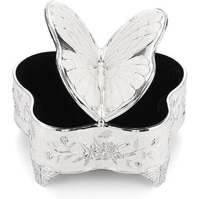 Hipiwe Metal Jewelry Box Butterfly Shape Treasure Chest Vintage Decorative Trinket Organizer Ring Holder Keepsake Box Retro Engraved Jewelry Storage Box Gift for Women Girls