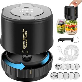 Mason Jar Vacuum Sealer,Electric Mason Jar Sealer Vacuum Sealing Kit for Canning,Vacuum Sealer for Mason Canning Jars with Can Opener,Regular and Wide Mouth Mason Jar Lids