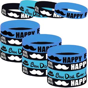 24 PCS Father's Day Party Favors Rubber Bracelets - Fathers/Best Dad Ever Party Supplies Goodie Bag Stuffers Fillers Silicone Wristbands in Kuwait