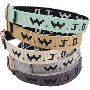 Canopus pet WWJD Bracelets Set, 5 Piece, Webbing Webbing Bracelets What Would Jesus Do Bracelets Christian Bracelets Handmade Colorful Adjustable Religious Woven Wristbands for Fundraisers