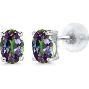 Gem Stone King 14K Gold Gemstone Birthstone Oval Stud Earrings | Oval 6X4MM | Gold Earrings for Women