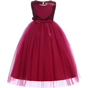 Baby Girl Princess Valentine’s Day Sequins Heart Tulle Pageant Dress for Birthday Baptism Party Wedding Communion Dance Gown